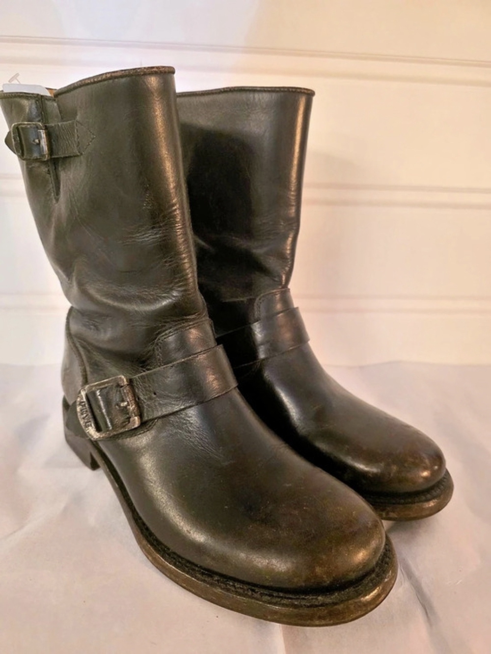 Frye Veronica Harness 15R Moto Boots Black/brown US 7.5